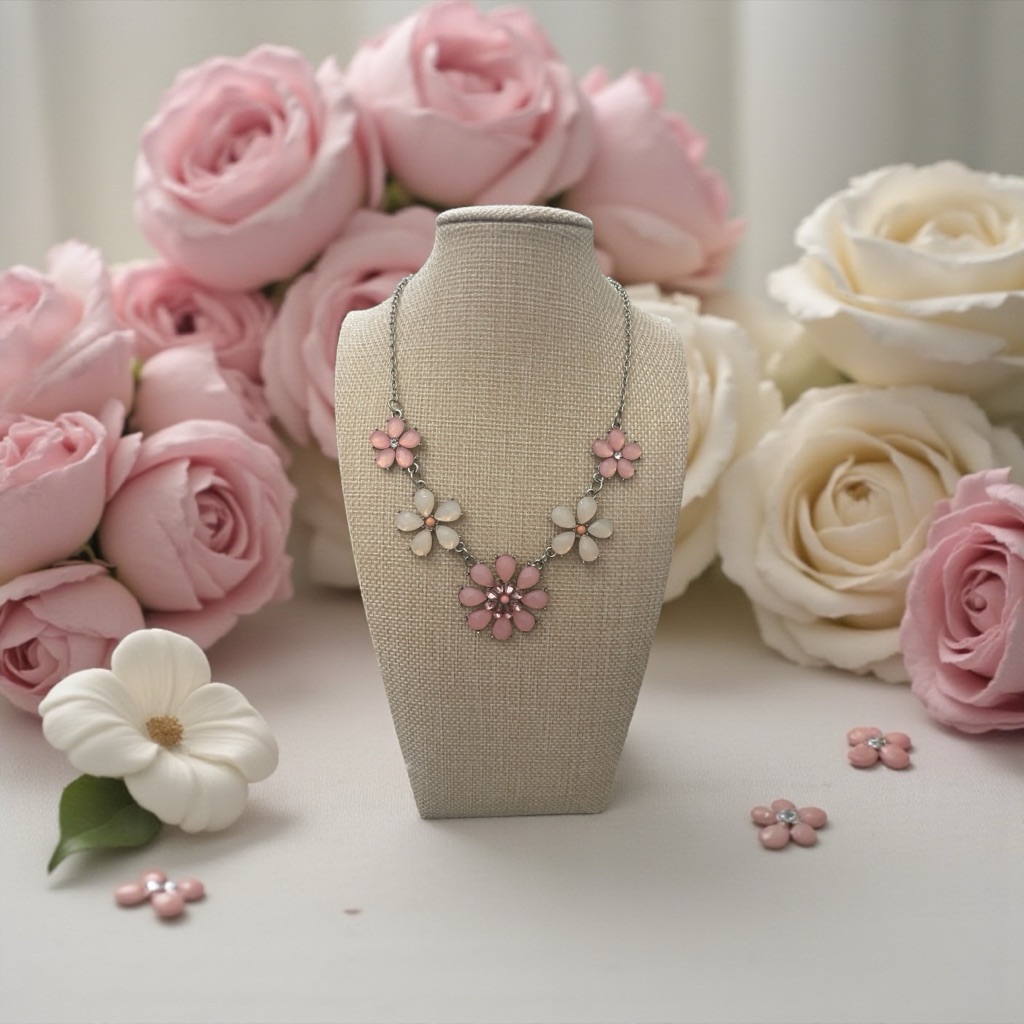 Stanley Pink And White Floral Necklace